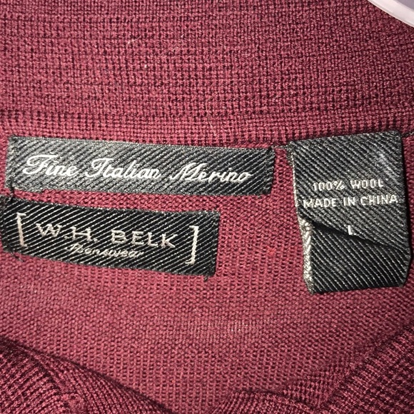 Merino Wool Maroon button pullover sweater. - Picture 3 of 4